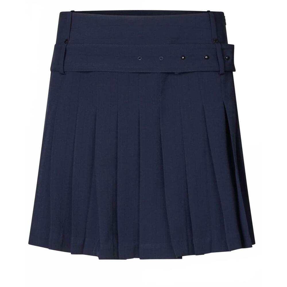 NEW STINE GOYA belted pleated mini skirt in dark blue - Picture 4 of 5